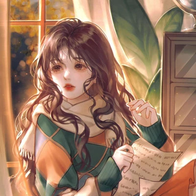 手绘长卷发神仙颜值女生动漫头像图片