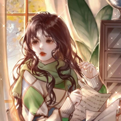 手绘长卷发神仙颜值女生动漫头像图片