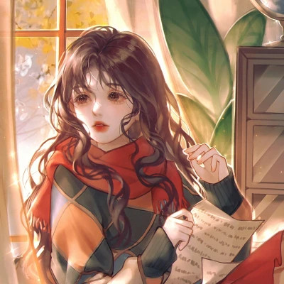 手绘长卷发神仙颜值女生动漫头像图片