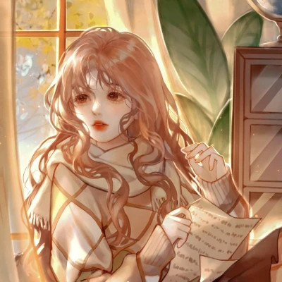 手绘长卷发神仙颜值女生动漫头像图片