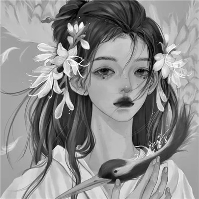 黑白古风动漫头像女