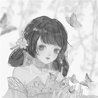 黑白古风动漫头像女