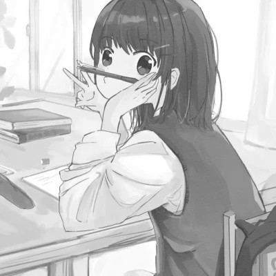 高质量黑白系动漫女生头像