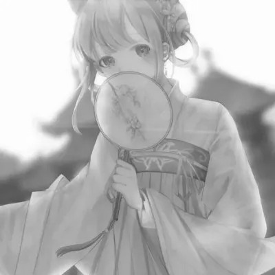 动漫古代女头像古风黑白
