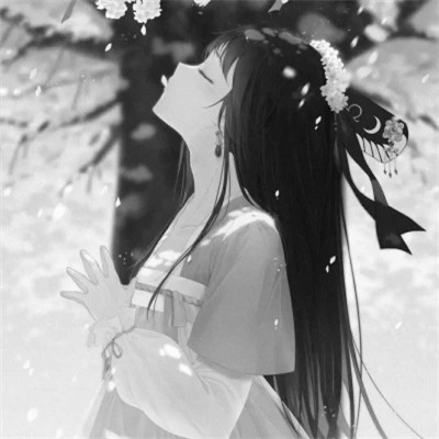 动漫古代女头像古风黑白