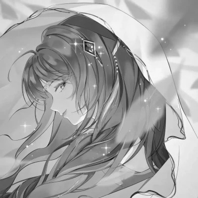 动漫古代女头像古风黑白