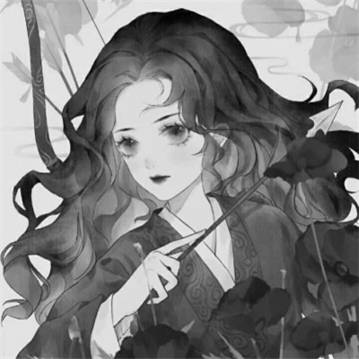 动漫古代女头像古风黑白