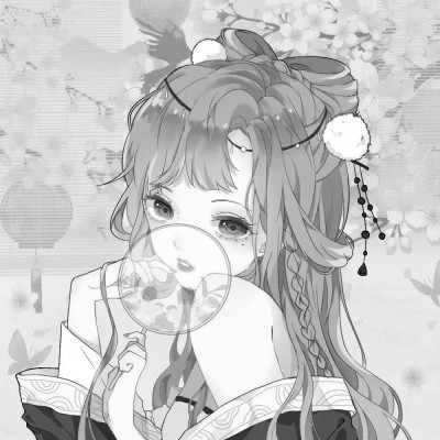 动漫古代女头像古风黑白