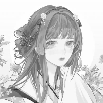 动漫古代女头像古风黑白