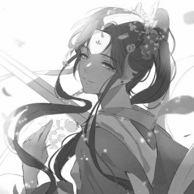 动漫古代女头像古风黑白