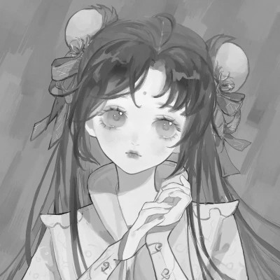 动漫古代女头像古风黑白