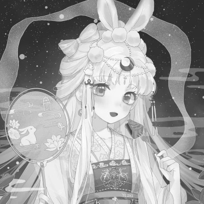 动漫古代女头像古风黑白