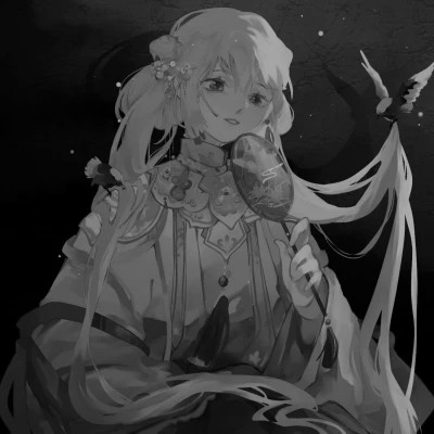 动漫古代女头像古风黑白