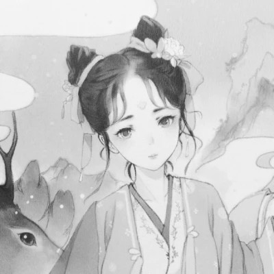 动漫古代女头像古风黑白