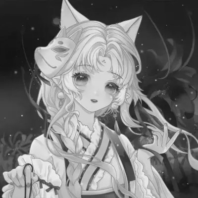 动漫古代女头像古风黑白