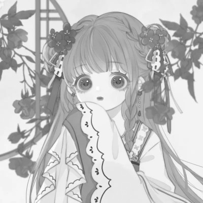 动漫古代女头像古风黑白