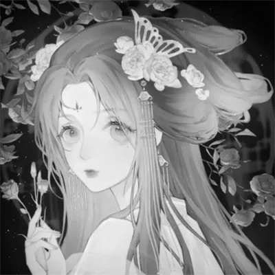 动漫古代女头像古风黑白