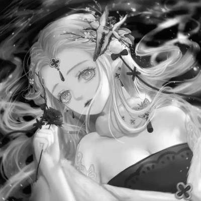 动漫古代女头像古风黑白