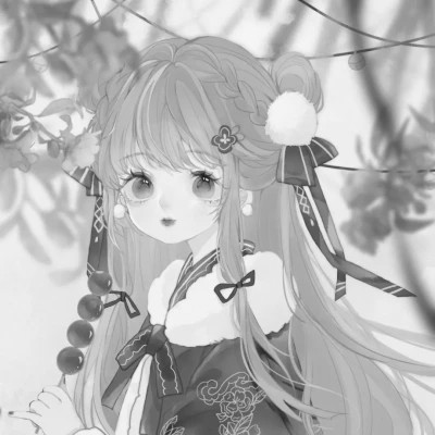 动漫古代女头像古风黑白