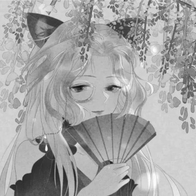 动漫古代女头像古风黑白