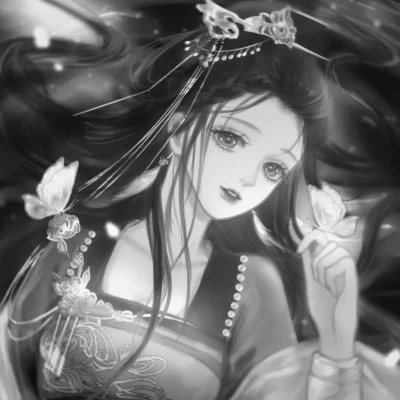 动漫古代女头像古风黑白