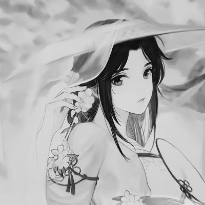 动漫古代女头像古风黑白
