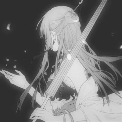 动漫古代女头像古风黑白