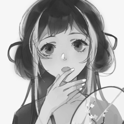 动漫古代女头像古风黑白