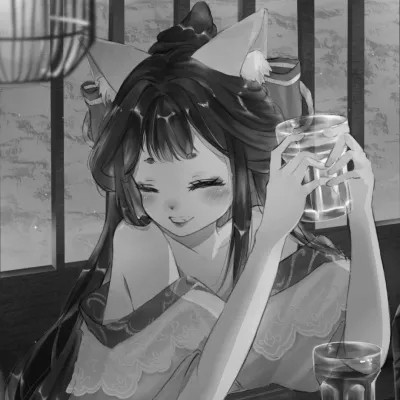 动漫古代女头像古风黑白