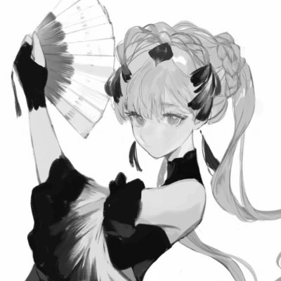 动漫古代女头像古风黑白