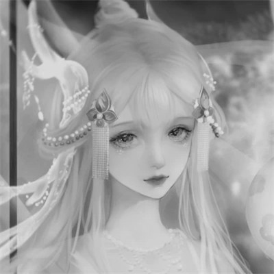 动漫古代女头像古风黑白