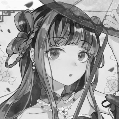 动漫古代女头像古风黑白