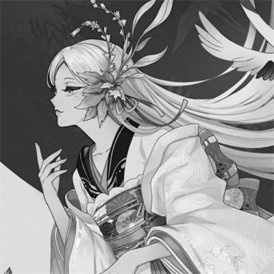 动漫古代女头像古风黑白