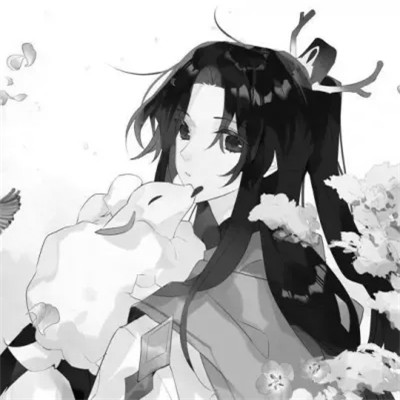 动漫古代女头像古风黑白