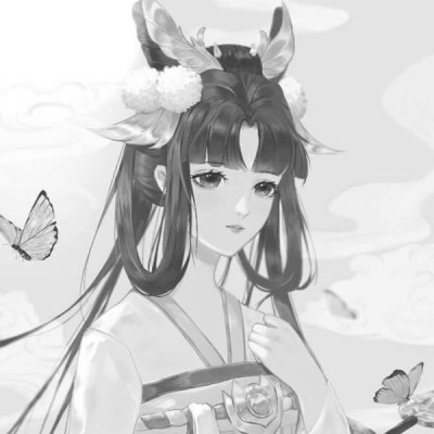 动漫古代女头像古风黑白
