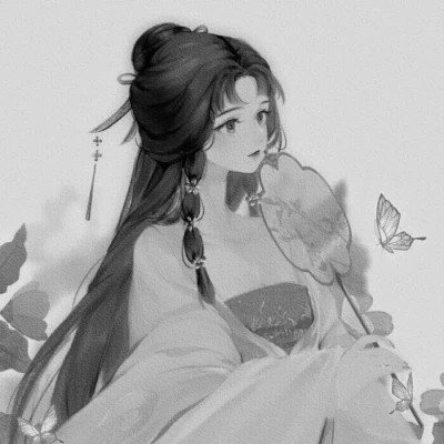 动漫古代女头像古风黑白
