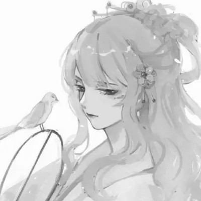 动漫古代女头像古风黑白