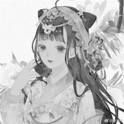 动漫古代女头像古风黑白
