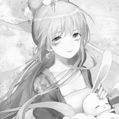 动漫古代女头像古风黑白