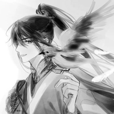 漫画男头黑白古风