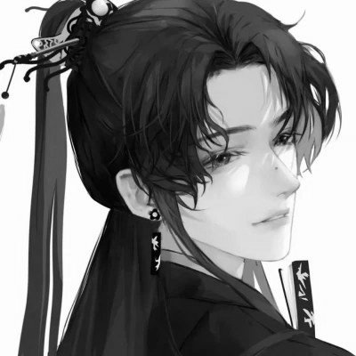 漫画男头黑白古风