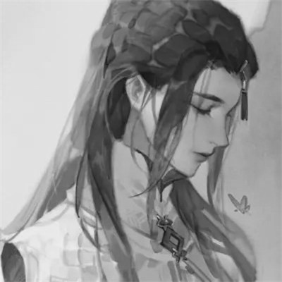 古风男头动漫帅气高清黑白单人