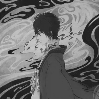 古风男头动漫帅气高清黑白单人