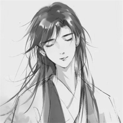 古风男头动漫帅气高清黑白单人