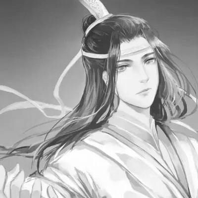 古风男头动漫帅气高清黑白单人