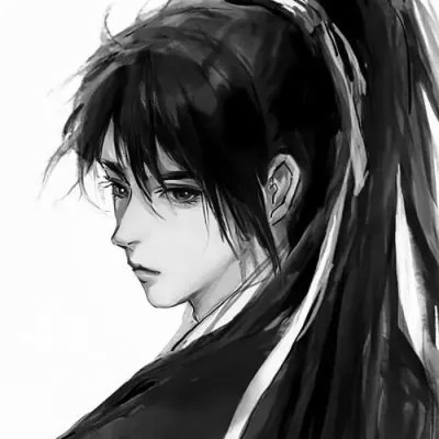 古风男头动漫帅气高清黑白单人