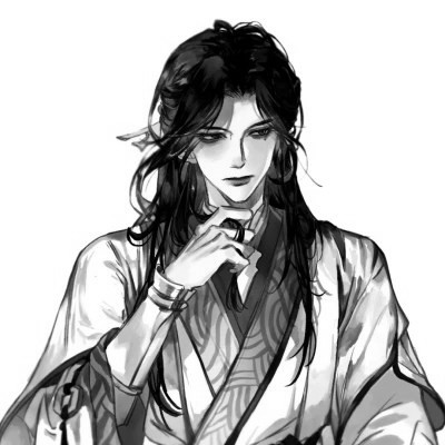 古风男头动漫帅气高清黑白单人