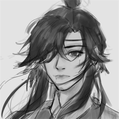 古风男头动漫帅气高清黑白单人