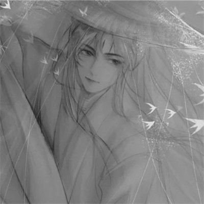 古风男头动漫帅气高清黑白单人