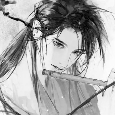 古风男头动漫帅气高清黑白单人